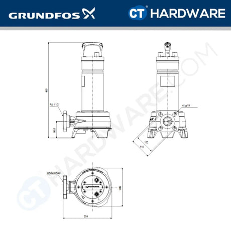 Grundfos UNILIFT APG.40.10.A1 Automatic Submersible Wastewater Grinder Pumps 1kW