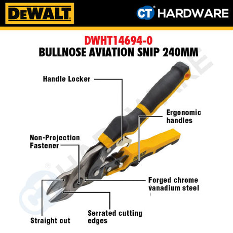 DeWalt Aviation Snip Straight Cut Ergo or Bullnose (1 pc)