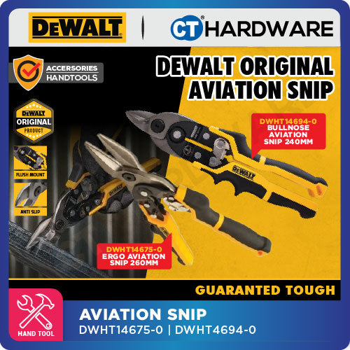DEWALT DWHT14675-0 STRAIGHT CUT ERGO AVIATION SNIP | DWHT14694-0 BULLNOSE AVIATION SNIP - 1PACK