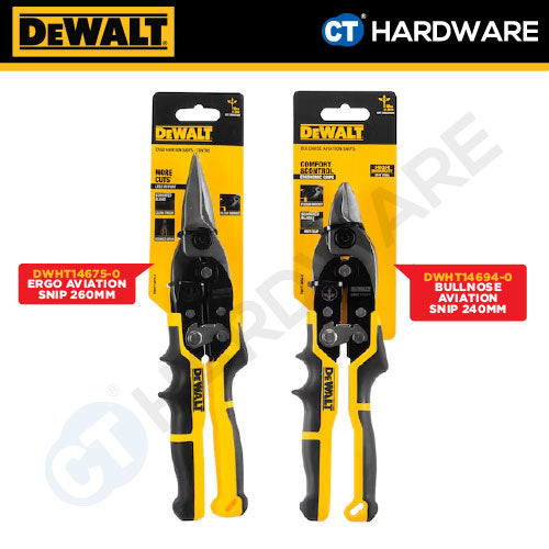 DEWALT DWHT14675-0 STRAIGHT CUT ERGO AVIATION SNIP | DWHT14694-0 BULLNOSE AVIATION SNIP - 1PACK