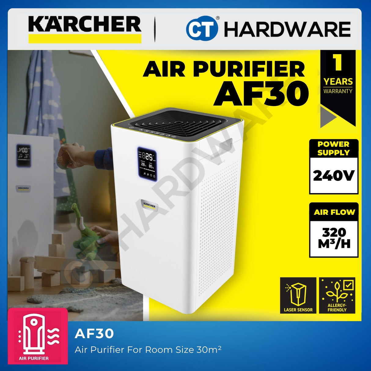 Karcher AF30 Air Purifier 36W Up to 60m² Room Size [AF30 | 10248210]