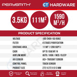PerySmith Ai13 Smart WiFi Air Purifier 88m² 1260m³/h