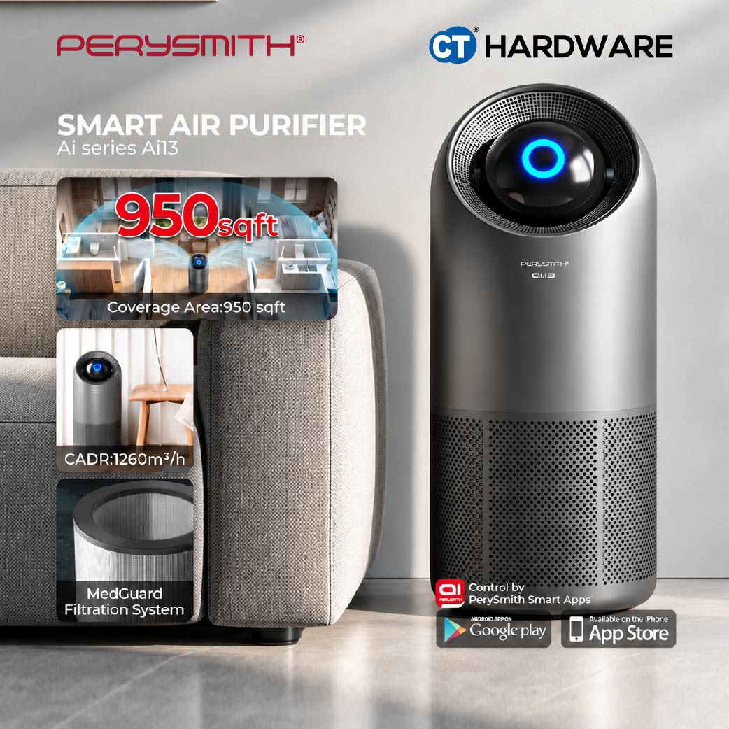 PerySmith Ai13 Smart WiFi Air Purifier 88m² 1260m³/h