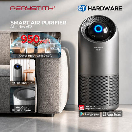 PerySmith Ai13 Smart WiFi Air Purifier 88m² 1260m³/h
