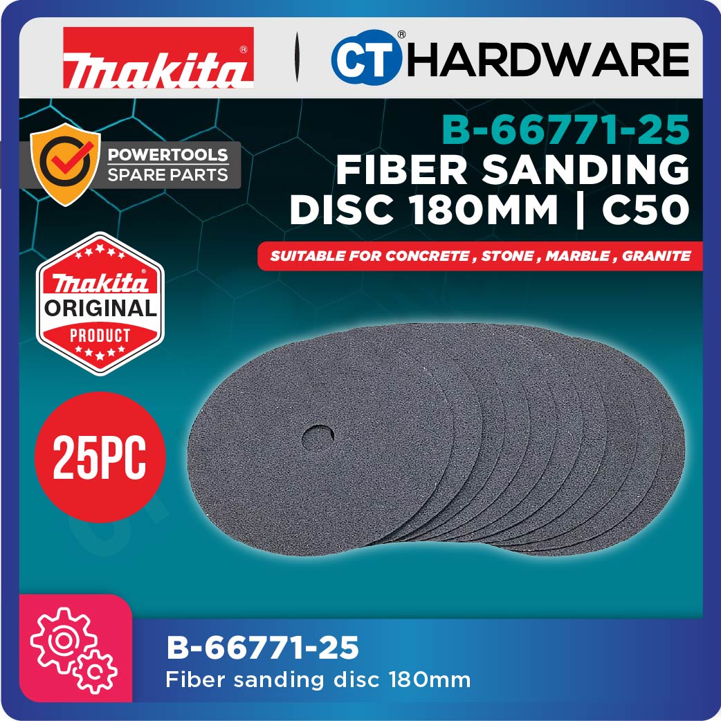 Makita B-66771-25 Fiber Sanding Disc 180mm C50 (25pcs Pack) For Concrete