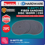 Makita B-66771-25 Fiber Sanding Disc 180mm C50 (25pcs Pack) For Concrete