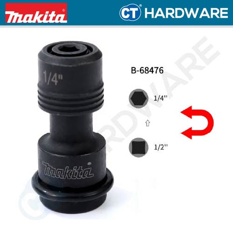 Makita B-68482 | B-68476 Bit Adapter Converter 3/8" Sq.Dr To 1/4" Hex (M) | 1/2" Sq.Dr To 1/4" Hex (M) For Impact Wrench - 1pc
