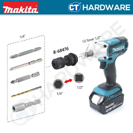 Makita B-68482 | B-68476 Bit Adapter Converter 3/8" Sq.Dr To 1/4" Hex (M) | 1/2" Sq.Dr To 1/4" Hex (M) For Impact Wrench - 1pc