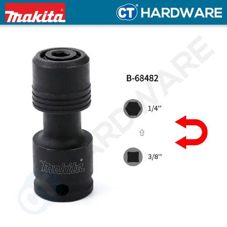 Makita B-68482 | B-68476 Bit Adapter Converter 3/8" Sq.Dr To 1/4" Hex (M) | 1/2" Sq.Dr To 1/4" Hex (M) For Impact Wrench - 1pc