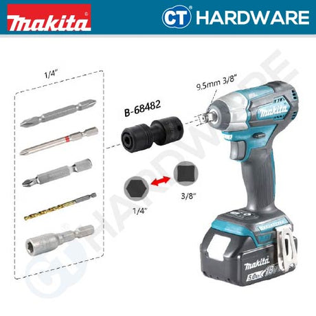 Makita B-68482 | B-68476 Bit Adapter Converter 3/8" Sq.Dr To 1/4" Hex (M) | 1/2" Sq.Dr To 1/4" Hex (M) For Impact Wrench - 1pc