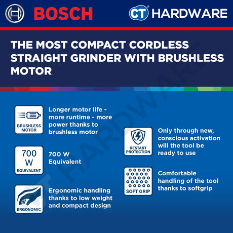 Bosch GGS 18 V-20 SOLO Professional Cordless Brushless Straight Grinder 18V 06019B5401 [Set Pack with 3.0 Ah Battery]