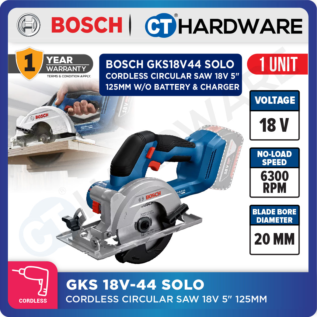 Bosch GKS 18V-44 SOLO Cordless Circular Saw 18V come with 1x Saw Blade 125MM [ GKS18V44SOLO ]