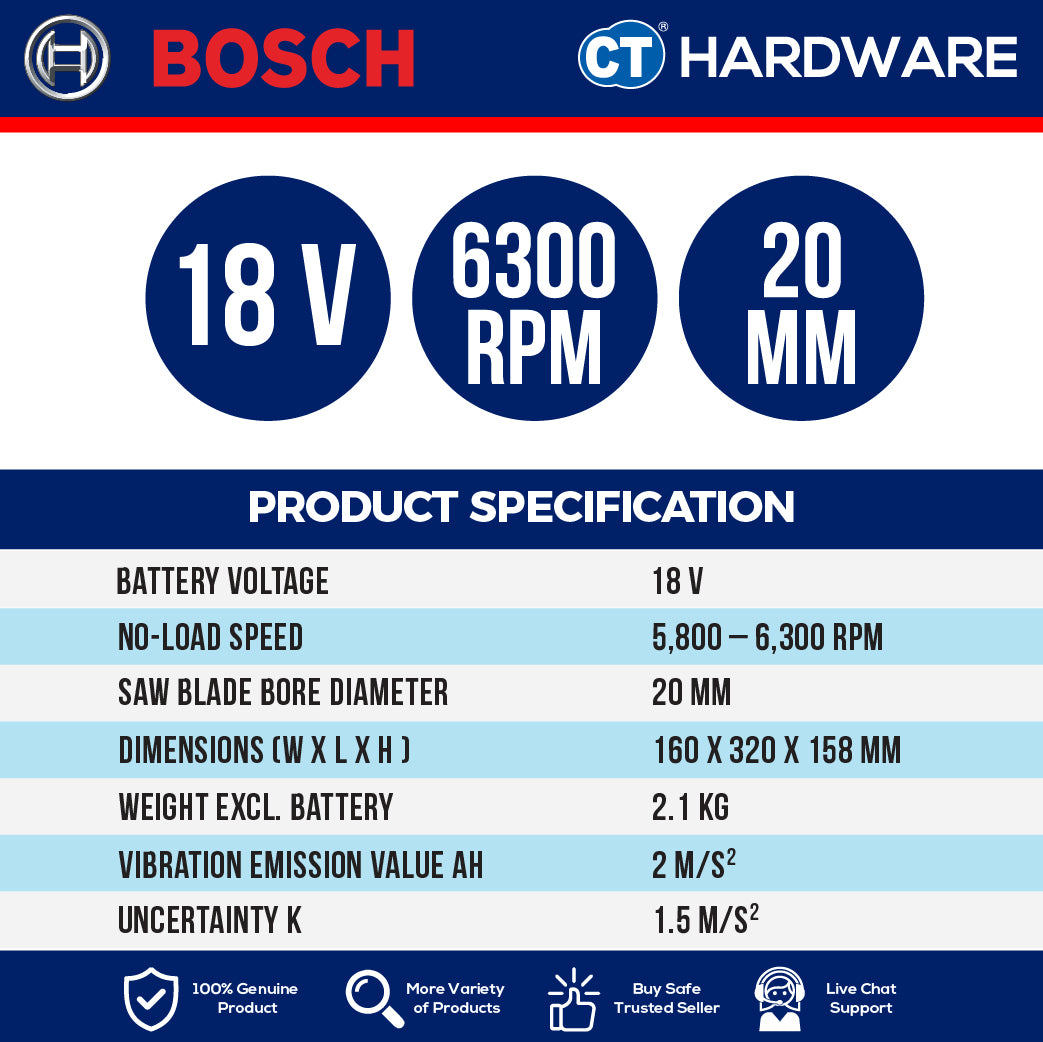 Bosch GKS 18V-44 SOLO Cordless Circular Saw 18V come with 1x Saw Blade 125MM [ GKS18V44SOLO ]