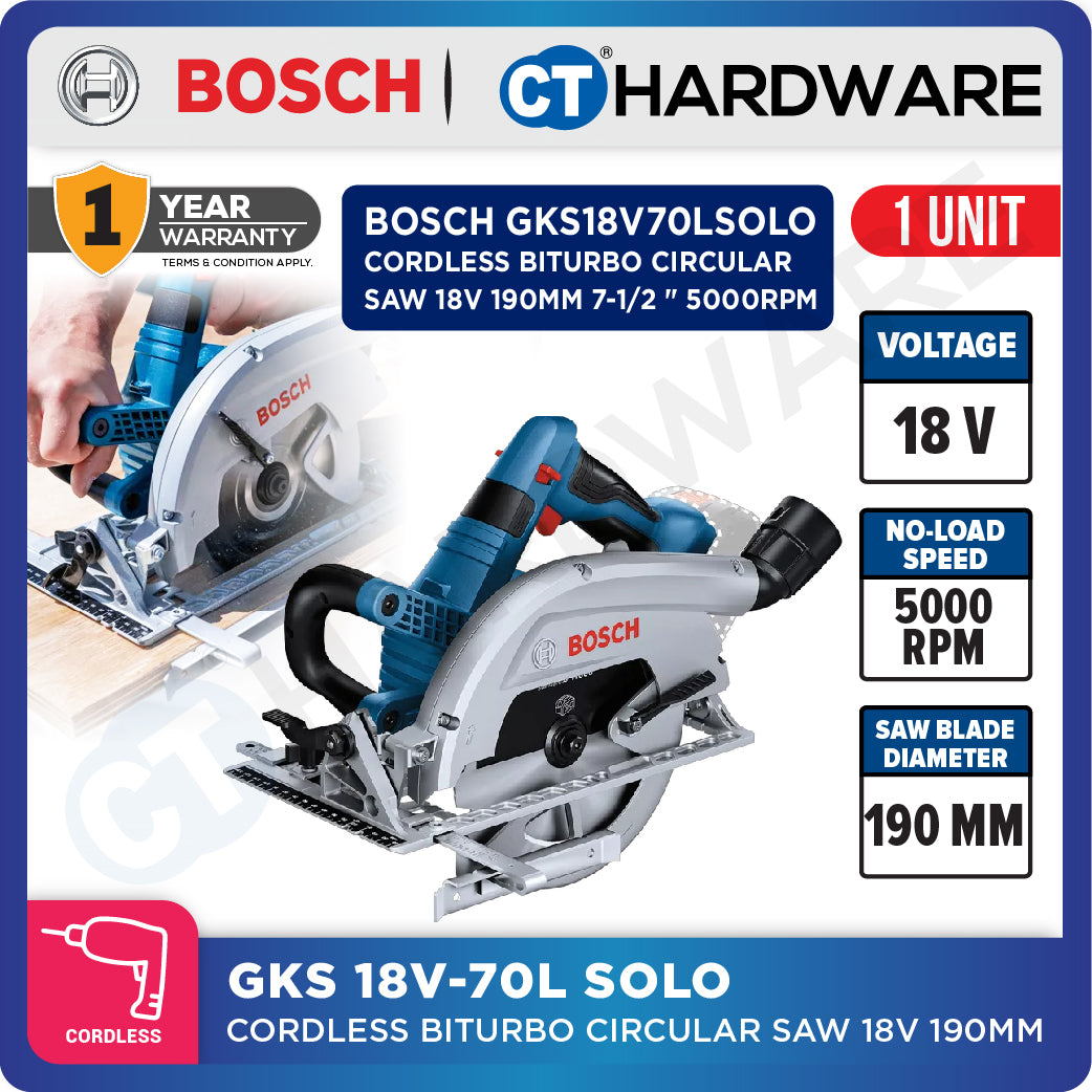 Bosch GKS 18V-70L SOLO Cordless Biturbo Brushless Circular Saw 18V | 190mm [ GKS18V70LSOLO ]