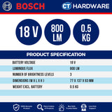 Bosch GLI 18V-800 SOLO Cordless Light 18V | 800LM [ GLI18V800SOLO ]