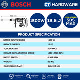 Bosch GBH 8-45 D Professional Rotary Hammer with SDS Max 1500W [06112651L0 | GBH845D]