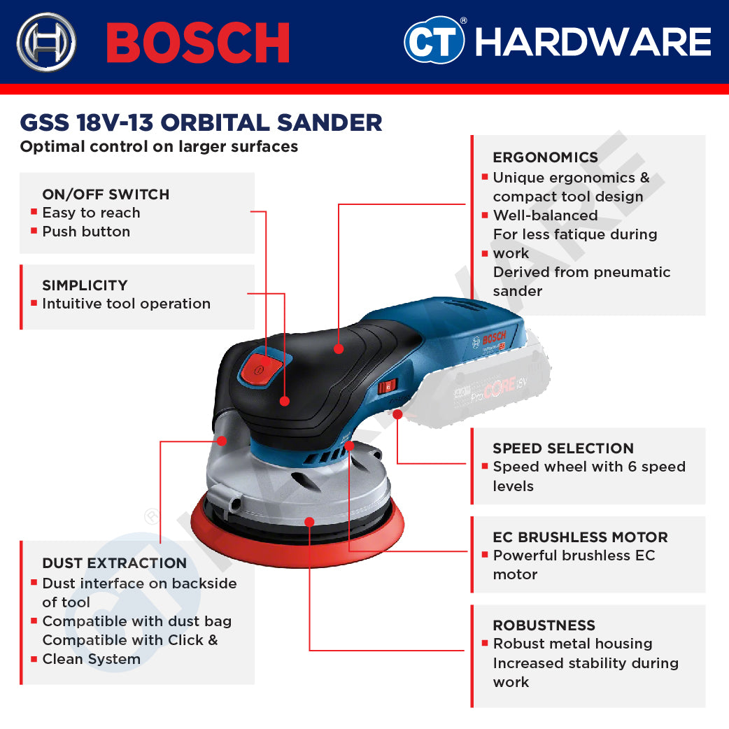 Bosch GEX18V-125 Random Orbit Sander | Brushless Motor | 125mm Pad | Cordless 18V [0601372201]