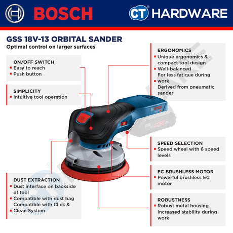 Bosch GEX18V-125 Random Orbit Sander | Brushless Motor | 125mm Pad | Cordless 18V [0601372201]