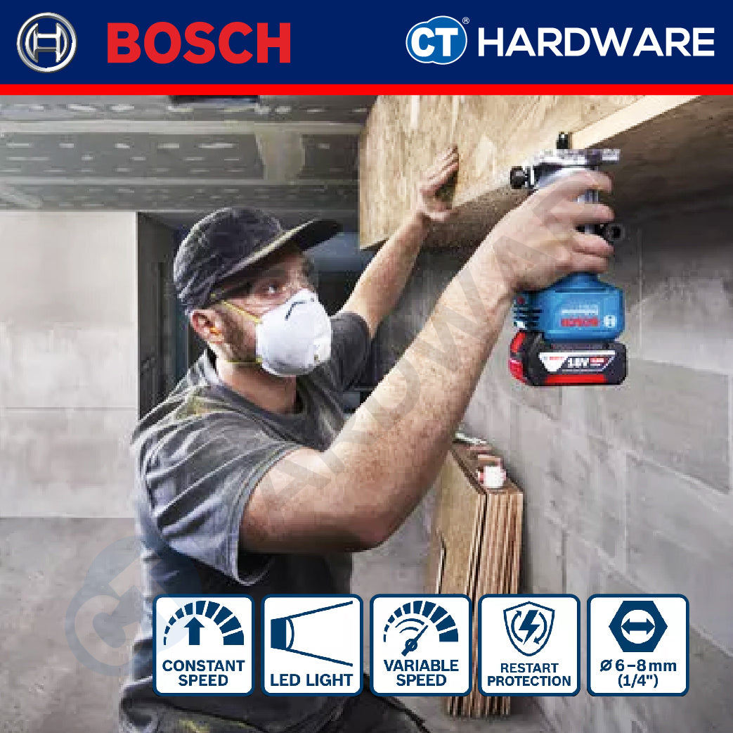 Bosch GLF18V-8 Palm Router | Brushless Motor | 1/4" & 6mm & 8mm Collets | Cordless 18V [06016C60L0]