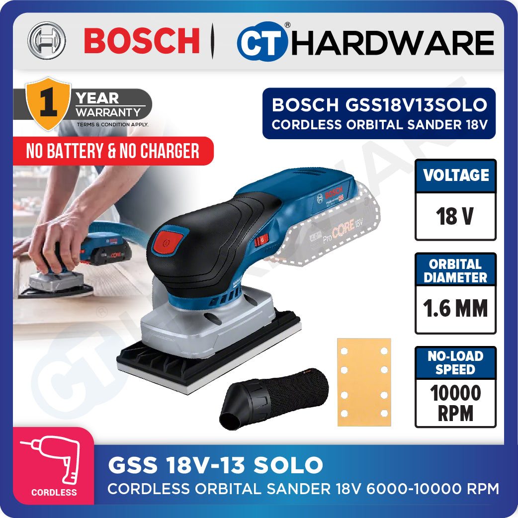 Bosch GSS 18V-13 SOLO Cordless Orbital Sander 18V | 150×100MM | Smooth Finish [ GSS18V13SOLO ]
