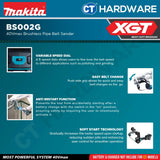 Makita BS002GZ XGT 40Vmax Cordless Pipe Belt Sander (Body Only)