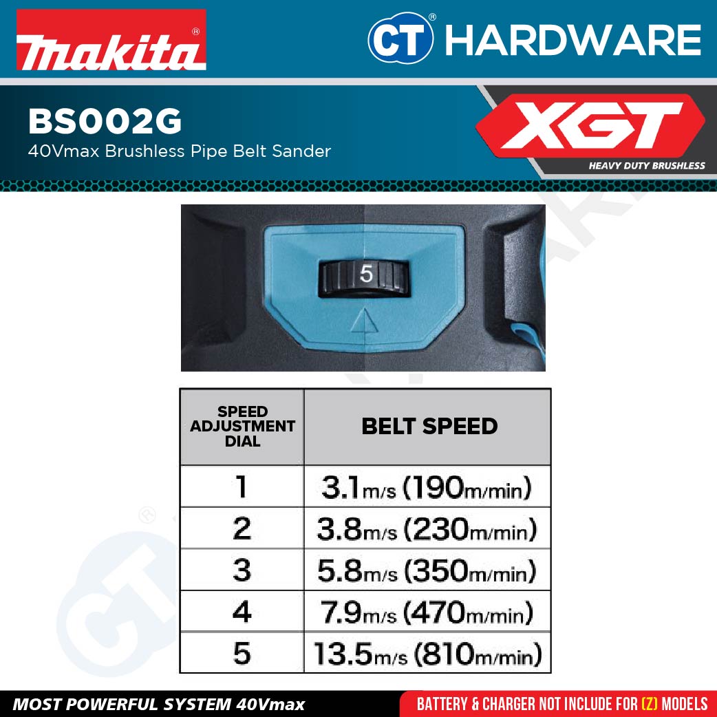 Makita BS002GZ XGT 40Vmax Cordless Pipe Belt Sander (Body Only)