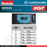 Makita BS002GZ XGT 40Vmax Cordless Pipe Belt Sander (Body Only)