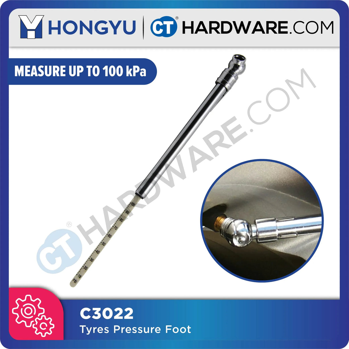 Hong Yu C3022 Tyres Pressure Foot (Measure Up To 100 Kpa)