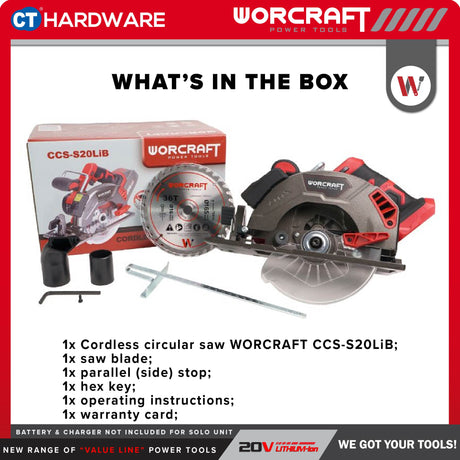 Worcraft CCS-S20LIB Cordless Brushless Circular Saw 20V | 6-1/2" 165MM