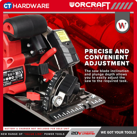 Worcraft CCS-S20LIB Cordless Brushless Circular Saw 20V | 6-1/2" 165MM
