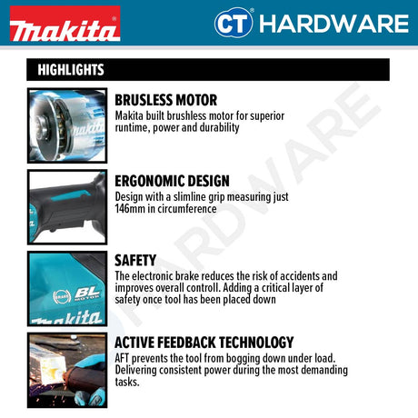 Makita GD001GZ XGT 40Vmax Cordless Die Grinder 8mm (Top Slide Switch) (Body Only)