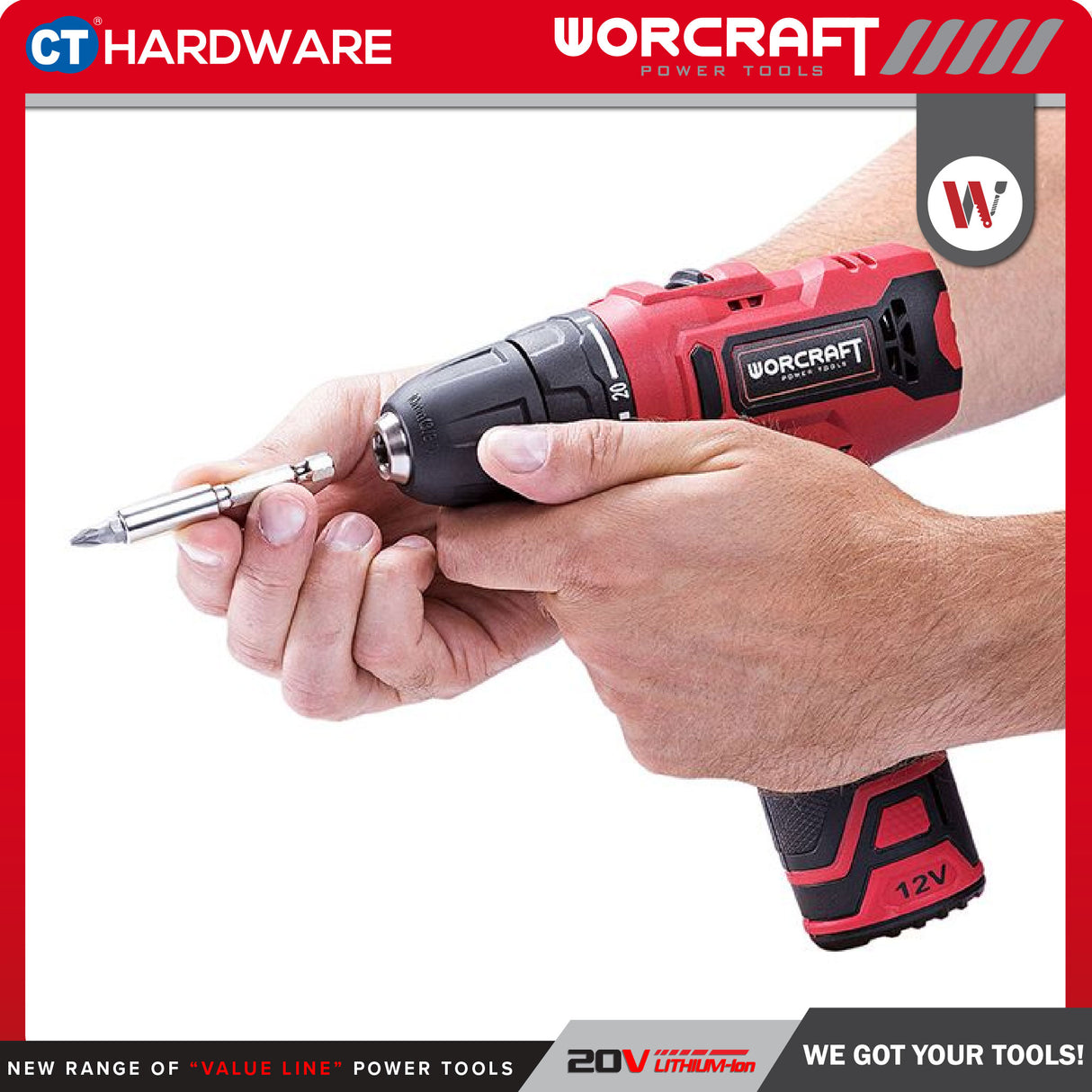 WORCRAFT CD12LiA Cordless Drill 12V | 10MM | 28NM Come with 2x 1.3AH Battery & 1x charger