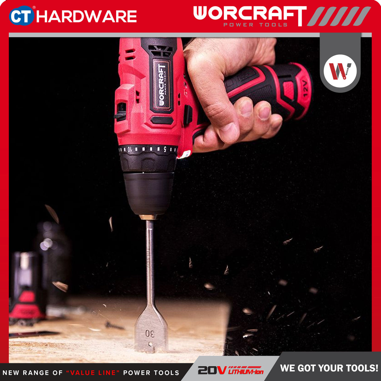 WORCRAFT CD12LiA Cordless Drill 12V | 10MM | 28NM Come with 2x 1.3AH Battery & 1x charger