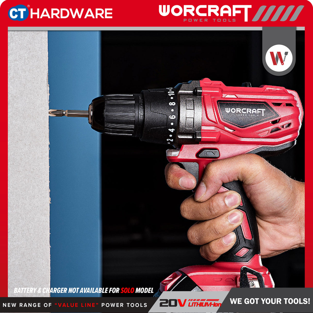 WORCRAFT CD-S20LIE CORDLESS DRILL 20V [ CDS20LIE ] [Set Pack with 2.0AH Battery]