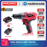 WORCRAFT CD-S20LIE CORDLESS DRILL 20V [ CDS20LIE ] [Set Pack with 2.0AH Battery]