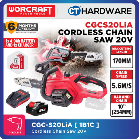 WORCRAFT CGC-S20LiA CORDLESS CHAIN SAW 20V | 10" | 170MM | 5.6M/S [ CGCS20LIASOLO ]