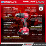Worcraft CHD-S20LIBC-SOLO | CHD-S20LIBCM Cordless Brushless Hammer Drill 20V [ CHDS20LIBCSOLO | CHDS20LIBCM ]