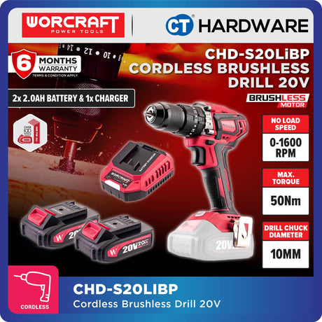 Worcraft CHD-S20LIBA-SOLO | CHD-S20LIBP | CHD-S20LIBES Cordless Brushless Drill 20V