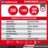 Worcraft CHD-S20LIBP Cordless Brushless Impact Drill Mesin Drill Tukul 20V come with 2x 2.0Ah Battery & 1x Charger