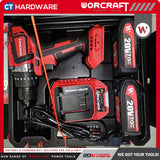 Worcraft CHD-S20LIBP Cordless Brushless Impact Drill Mesin Drill Tukul 20V come with 2x 2.0Ah Battery & 1x Charger