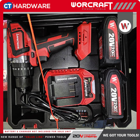 Worcraft CHD-S20LIBP Cordless Brushless Impact Drill Mesin Drill Tukul 20V come with 2x 2.0Ah Battery & 1x Charger