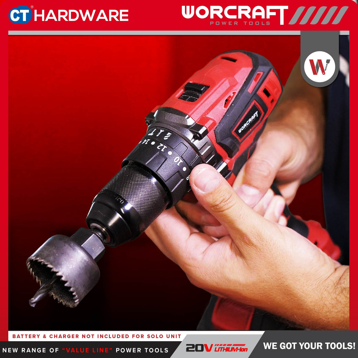 Worcraft CHD-S20LIBP Cordless Brushless Impact Drill Mesin Drill Tukul 20V come with 2x 2.0Ah Battery & 1x Charger
