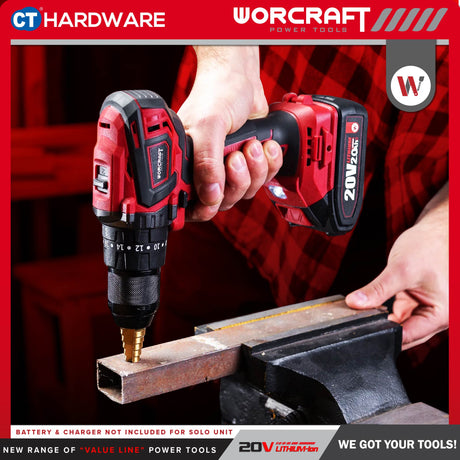 Worcraft CHD-S20LIBP Cordless Brushless Impact Drill Mesin Drill Tukul 20V come with 2x 2.0Ah Battery & 1x Charger