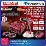 Worcraft CHD-S20LIBA-SOLO | CHD-S20LIBP | CHD-S20LIBES Cordless Brushless Drill 20V