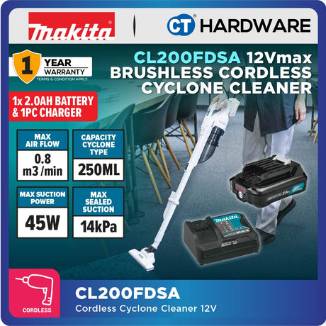 Makita CL200FDZ | CL200FDSA 12V Cordless Cyclone Vacuum Cleaner | Vakum Tanpa Wayar Sedutan Kuat | 无线吸尘器