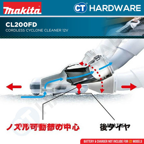 Makita CL200FDZ | CL200FDSA 12V Cordless Cyclone Vacuum Cleaner | Vakum Tanpa Wayar Sedutan Kuat | 无线吸尘器