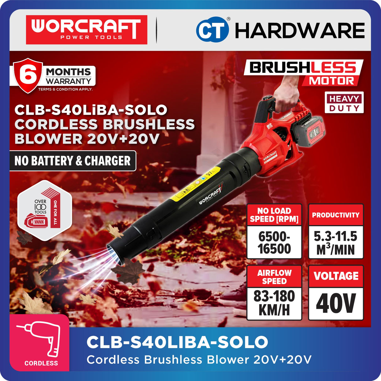 Worcraft CLB-S40LiBA Cordless Brushless Blower 40V with Kit Options
