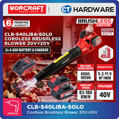 Worcraft CLB-S40LiBA Cordless Brushless Blower 40V with Kit Options