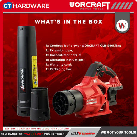 Worcraft CLB-S40LiBA Cordless Brushless Blower 40V with Kit Options