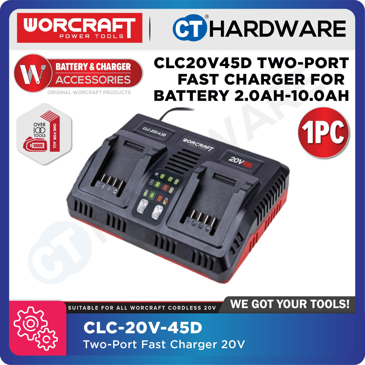 WORCRAFT CLC-20V-45D TWO PORT BATTERY CHARGER 20V (CLC20V45D)